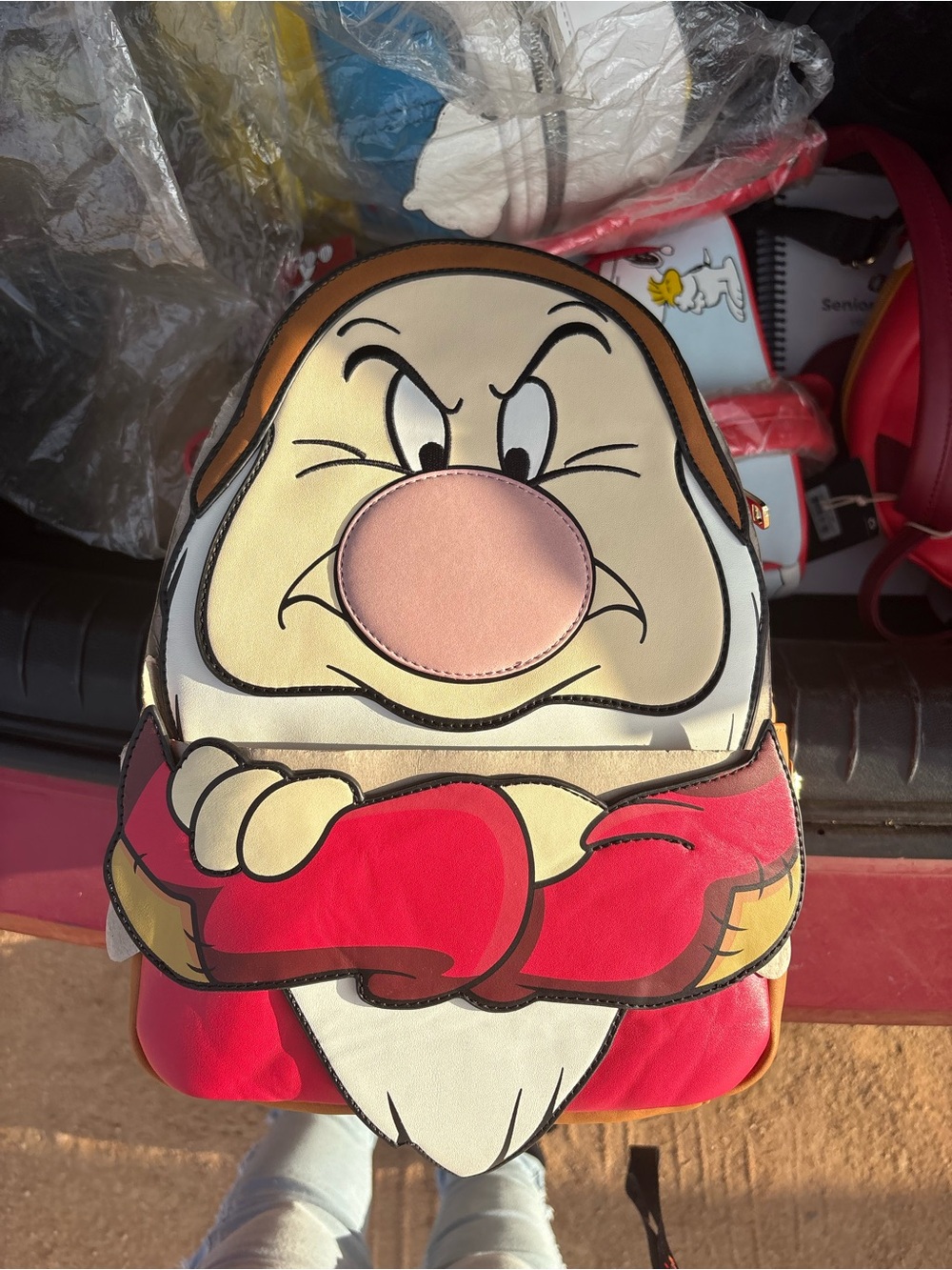 Loungefly Red & Cream Grumpy Dwarf Character Backpack